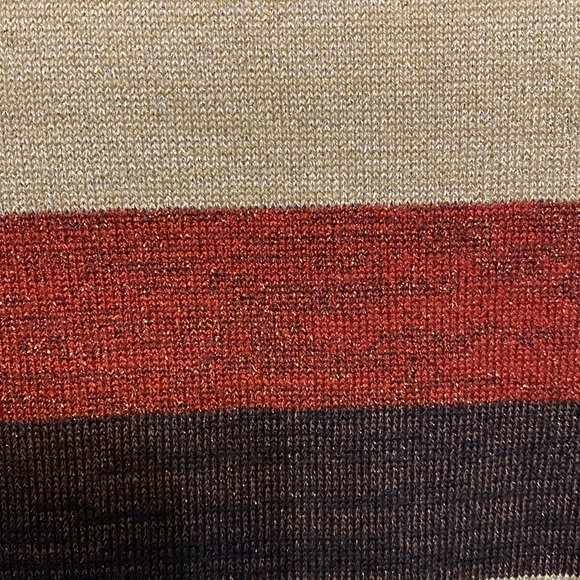 Kathy Lee metallic gold, brown & brick sleeveless mock turtleneck sweater-Medium - Picture 6 of 9